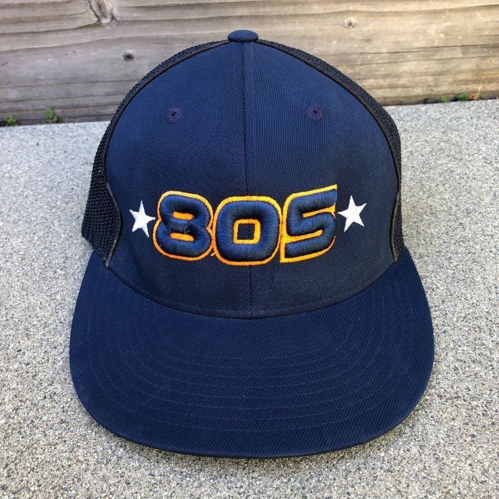 PACIFIC HEADWEAR 805 Area Code Ventura County Fitted Trucker Hat Mens SM MD Blue